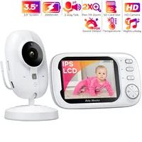 3.5 Inch Baby Monitor with Camera 2-way Talk 2X Zoom IPS Screen Baby Phones Auto Night Vision Nanny Monitor Long-life Battery