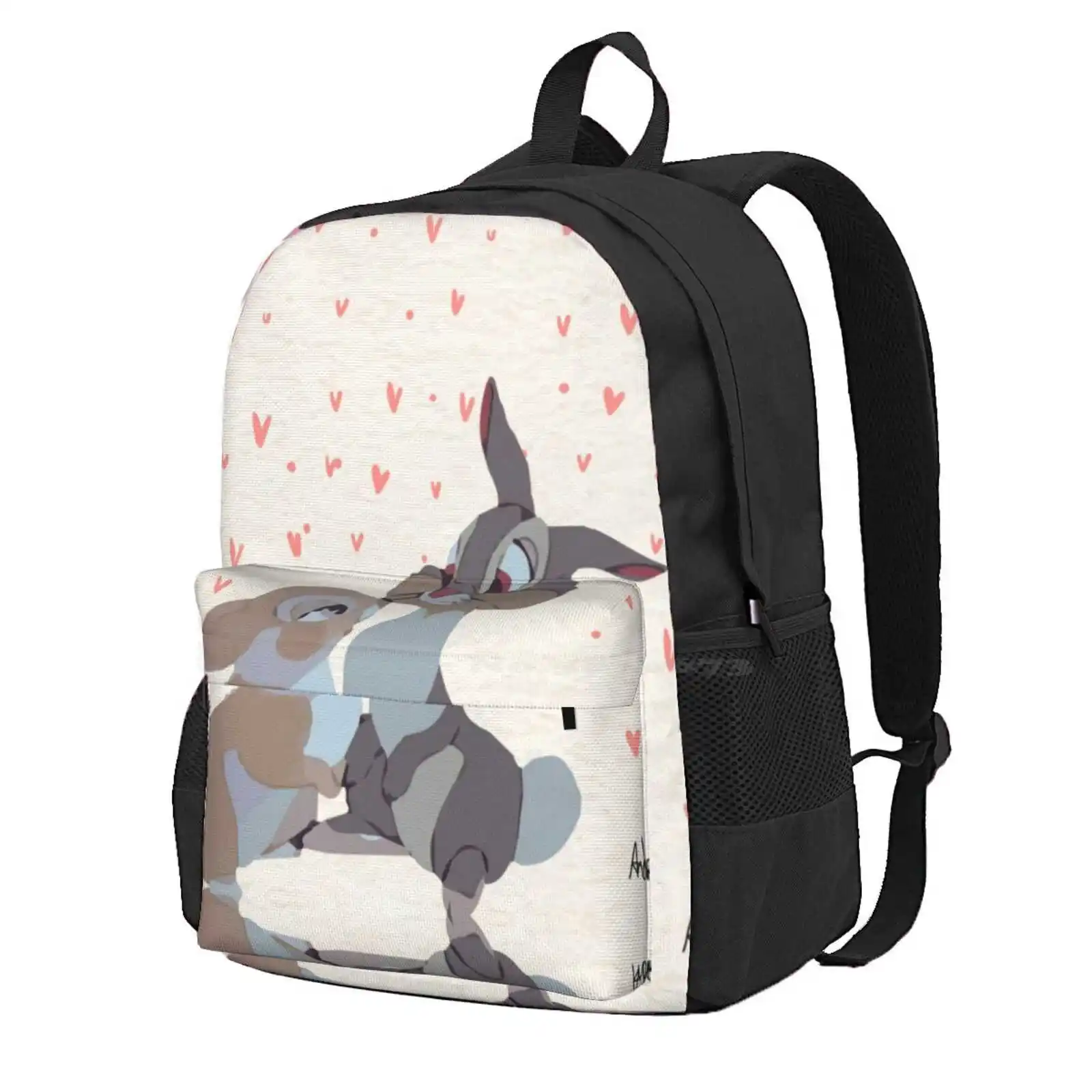 Thumper Kiss Hot Sale Schoolbag Backpack Fashion Bags Valentines Love Cute Animation Bunnies Romantic