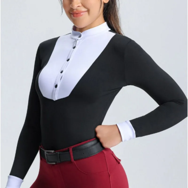 جديد إمرأة ركوب الخيل قمصان الفروسية قاعدة طبقة قمصان قصيرة الأكمام ركوب تي شيرت المنافسة الفروسية قمصان بولو