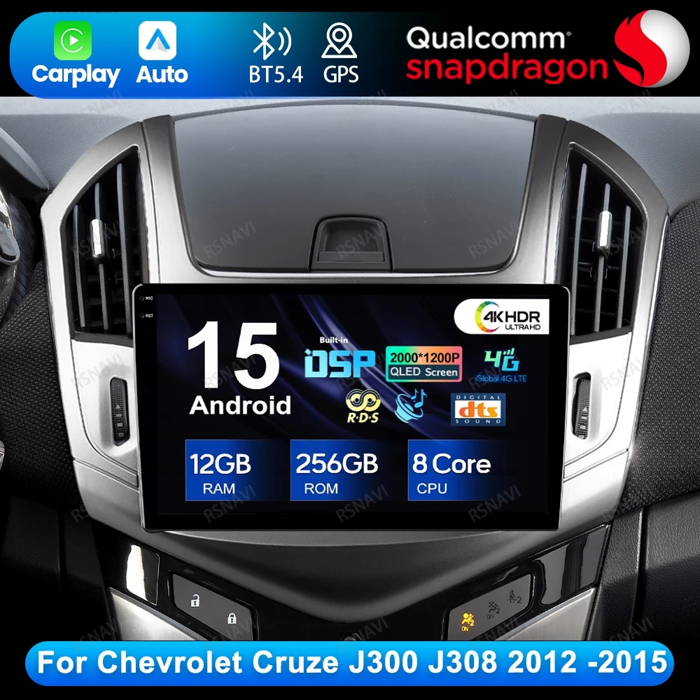 

Android 15 для Chevrolet Cruze J300 J308 2012-2015 головное устройство BT авторадио DSP автомобильный радиоприемник Viedo плеер 5G WIFI GPS QLED DVD АВТО