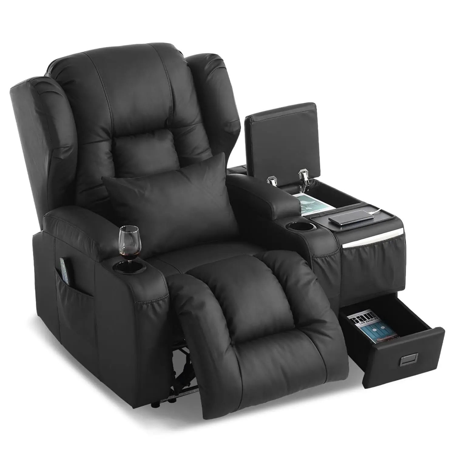 Wall Hugger Power Recliner Chair with Console, Customized