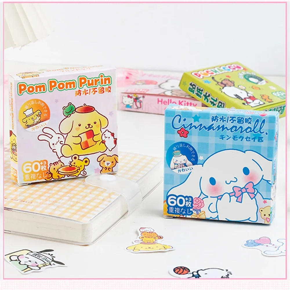 60Pcs Hello Kitty Kuromi Cinnamoroll Pochacco Stickers for Kids Girls DIY Laptop Phone Diary Cute Cartoon Sanrio Sticker