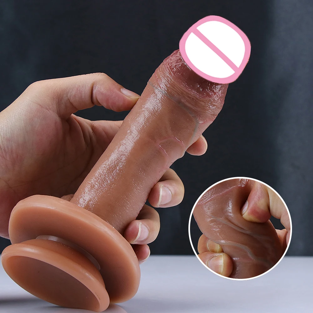 Super Skin Silicone Realistic Dildo Medium Penis Suction Cup Cock Male Artificial Rubber Anal Dick Sex Toys For Women Vaginal