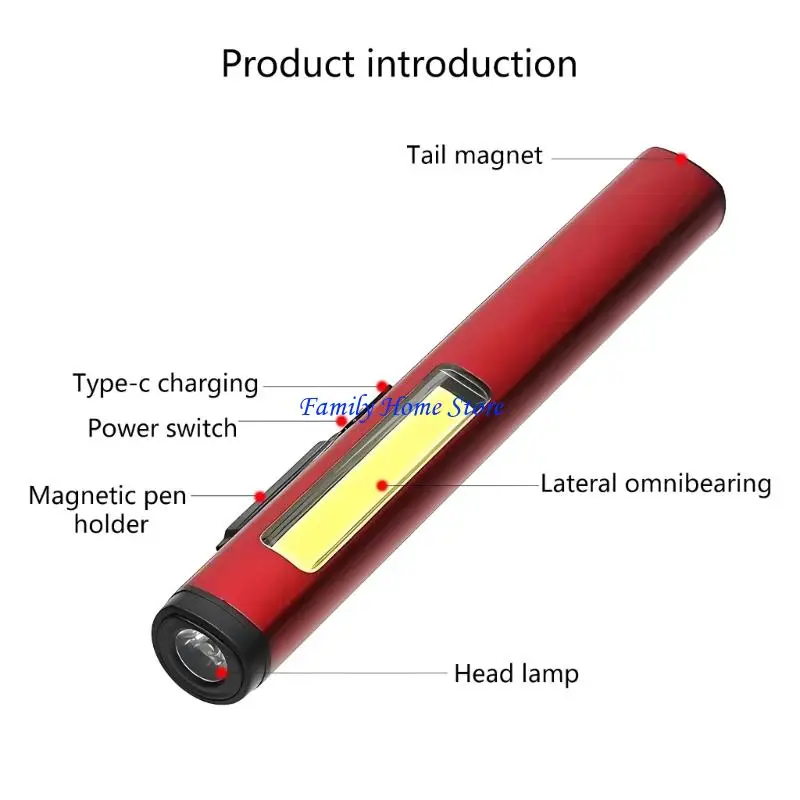 

P0UF Portable LED Flashlight Pen Clip Light Outdoor Working Torch Emergencies Lamp