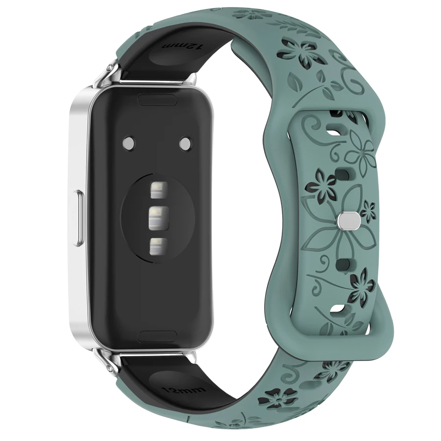Siliconen Bandjes Voor Huawei Band 11 11Pro Smartwatch Accessoires Gegraveerde Bloemen Sport Armband Correa Voor Huawei Band 11 Pro