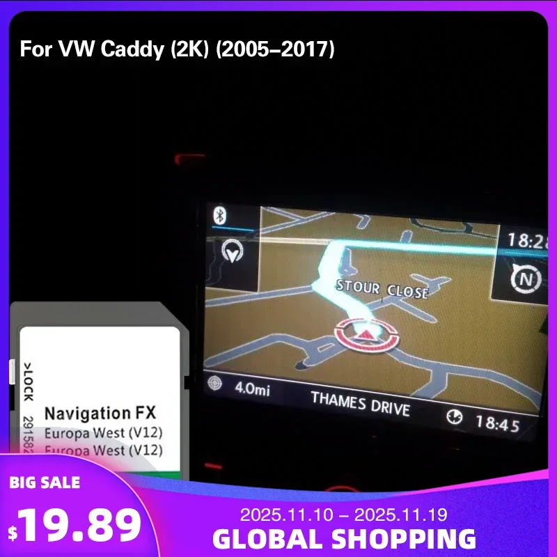 

Use for VW Caddy (2K) (2005-2017) SD Map Cover Europe Western Germany Poland Netherlands Navigatiob Sat NAV Card