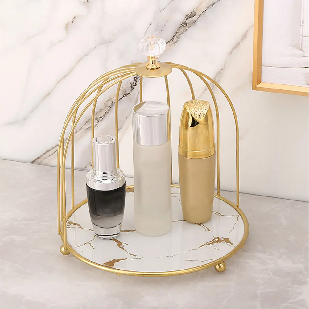 

Metal Storage Tray Bird Cage Organizer Skincare Shelf Perfume Holder Rack Large Capacity Premium Material Practical Use