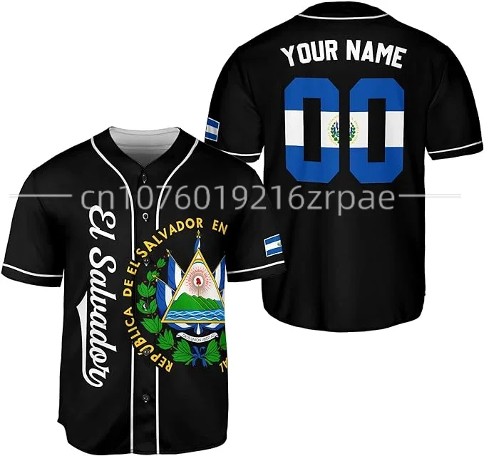 

New El Salvador Custom Name Baseball Shirt Jersey Summer New Fashion 3DPrint Funny Beach Short Sleeve Sport Casual
