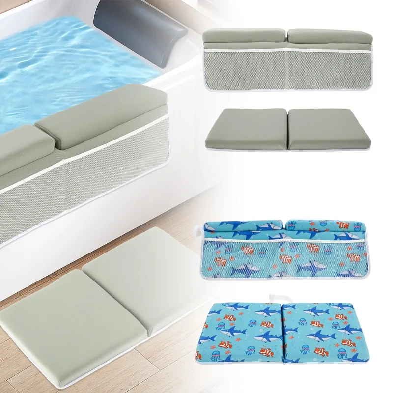 

2 шт., комплект наколенников и подлокотников для детской ванны, удобный пенопластовый коврик для ванны, нескользящий коврик для ванны на локоть с 4 органайзерами