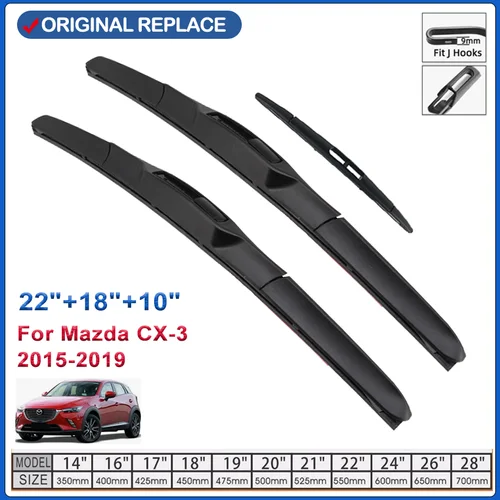Imagen 1 del producto Para Mazda CX-3 2015 2016 2017 2018 2019 CX3 CX 3 DK accesorios limpiaparabrisas delantero de coche cepillos cortador U tipo J gancho