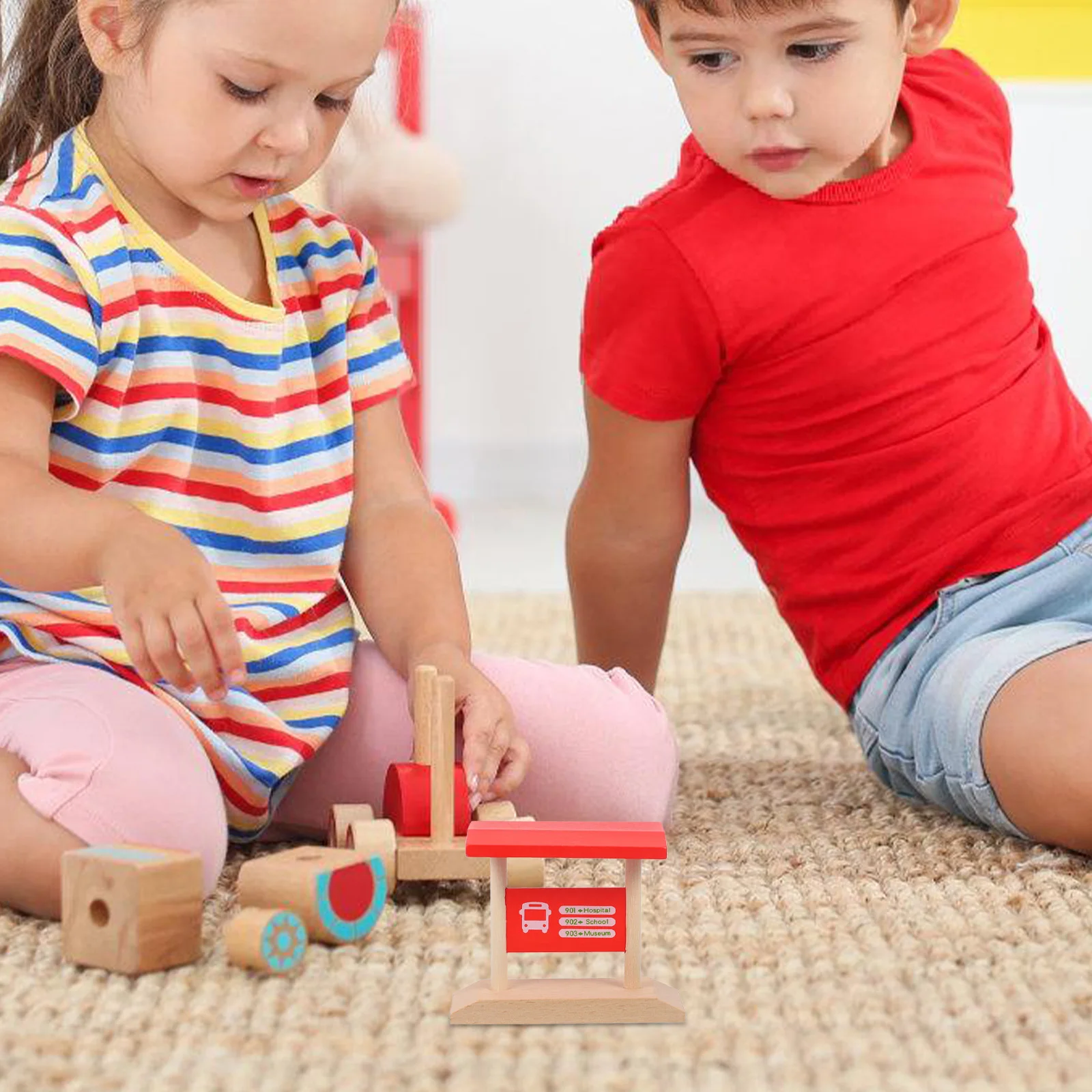 Railway Platform Accessories Decorative Station Toy Children Train Kids Track Wooden Toys Toddlers