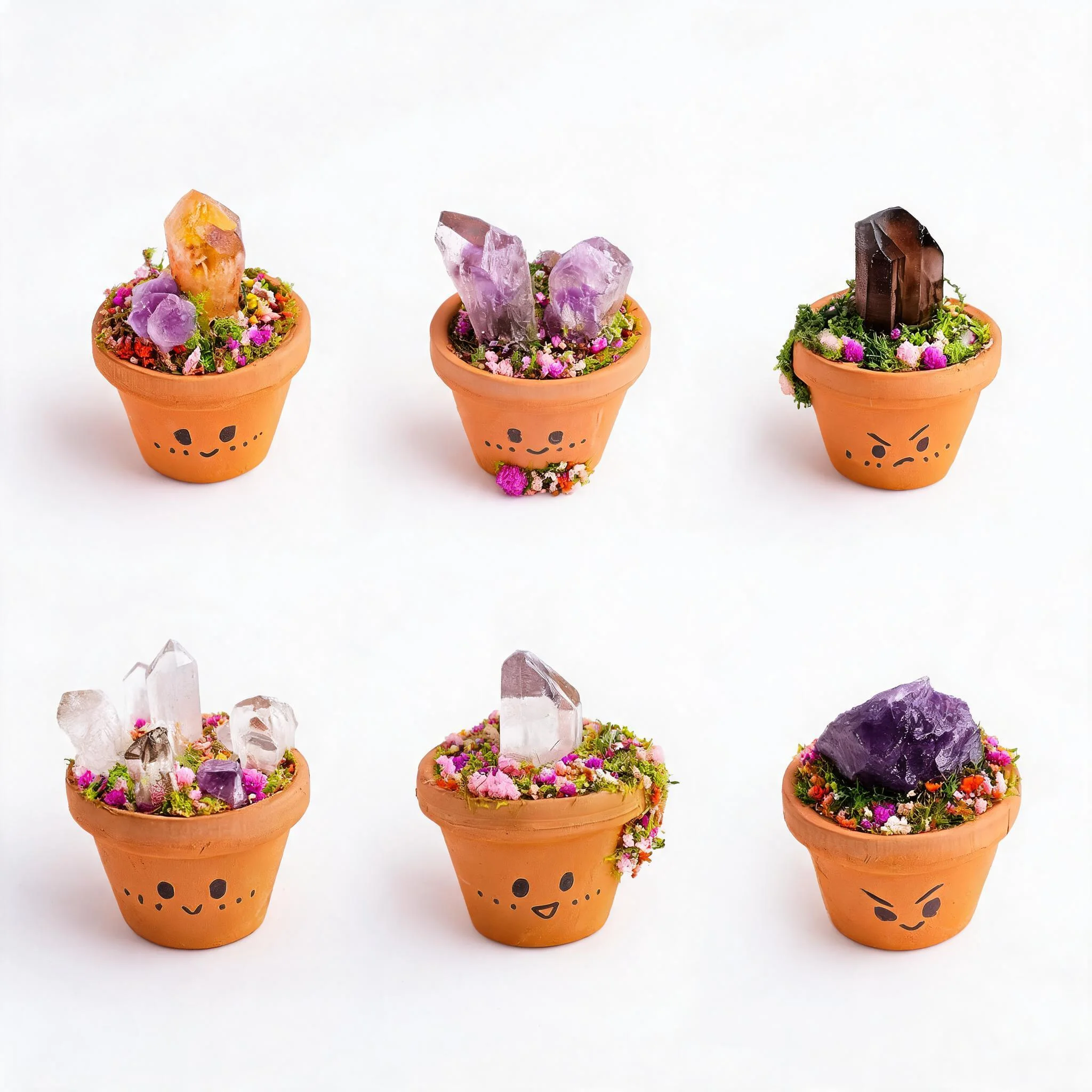 1pc, Crystal Potted Plant, Single Crystal Point Artificial Greenery Pot, Meditation Crystal, Decorative Crystal Ornament