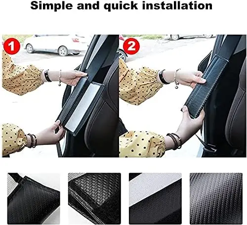 Carbon fiber leather with thick sponge seat belt shoulder pads for Citroen Berlingo B9 MK2 II