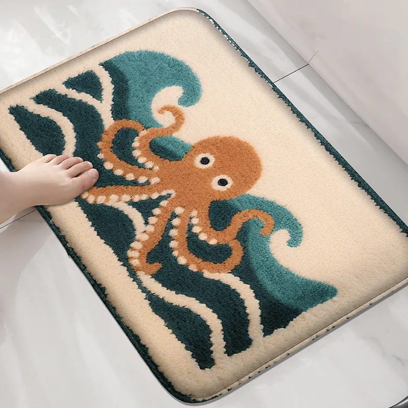 

Противоскользящий коврик для ванной комнаты Octopus, небольшой ковер для душевой комнаты, умывальник, впитывающий коврик для ног, декоративный коврик, можно стирать в машине