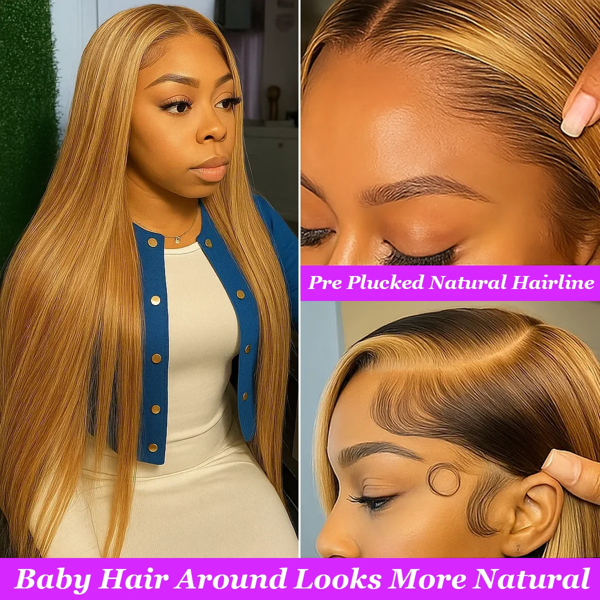 P4/27 تسليط الضوء على 36 بوصة 220% الكثافة مستقيم 13x6 HD شفافة الدانتيل الباروكة الأمامية ريال البرازيلي خصلات الشعر المستعار الإنسان للنساء