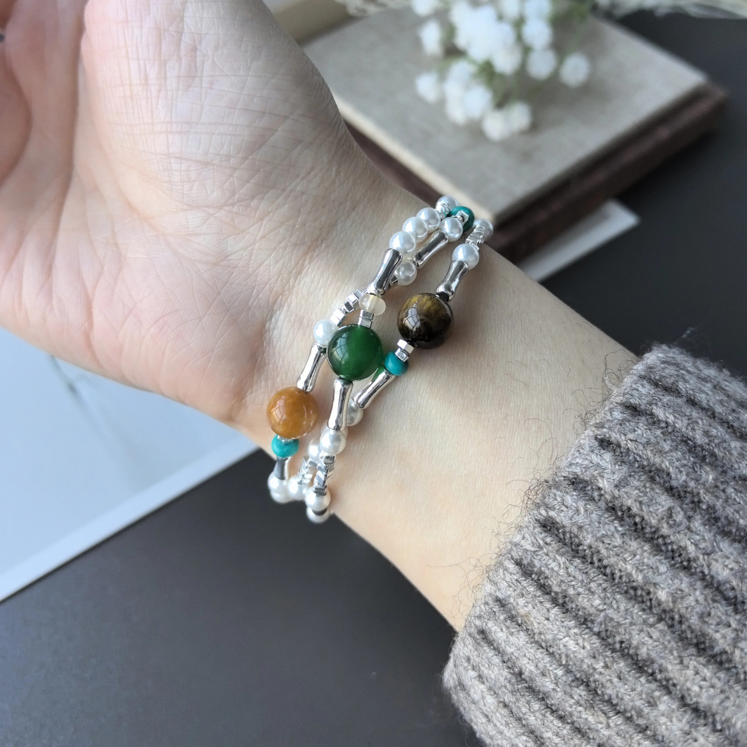 925 Sterling Silber Armband Armreif Einfache Grüne Blatt Elegante Natur Für Frau Mädchen Mode Schmuck Geschenk Dropship Großhandel – Detail 8