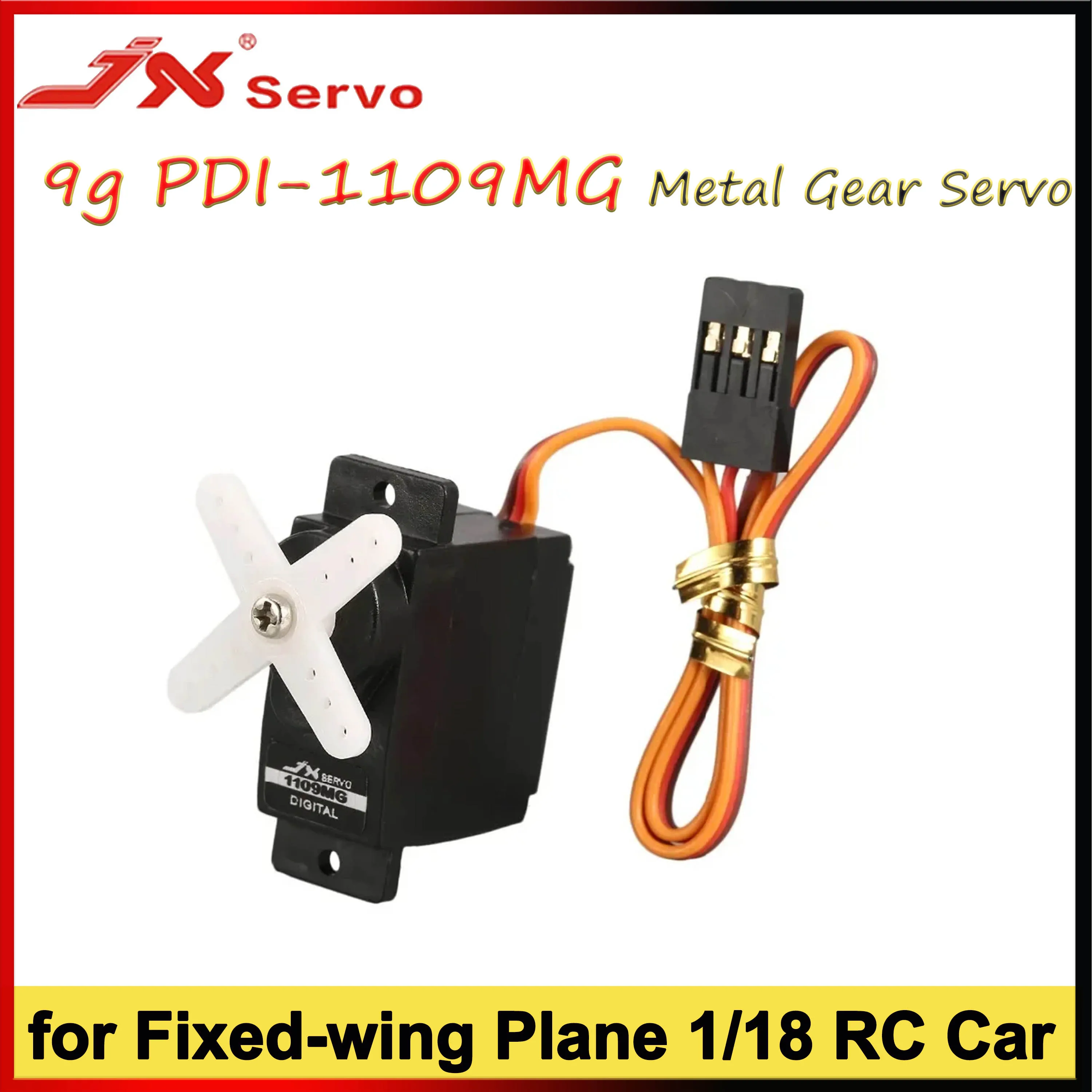 JX PDI-1109MG 9 g 2,5 kg Drehmoment Metallgetriebe Mini Servo für 1/18 RC Mini Auto Drohne Flugzeug Starrflügel Hubschrauber Boot Schiff Roboterarm