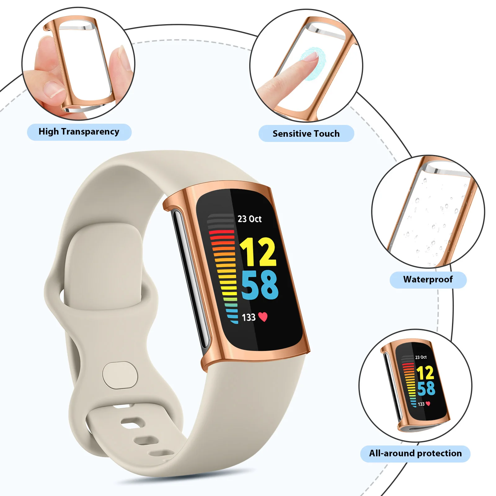 Soft TPU Case For Fitbit Charge 6 5 Full Cover Screen Protective Cover for Fitbit Charge5 Charge6 Shell Smart Watch Accessories