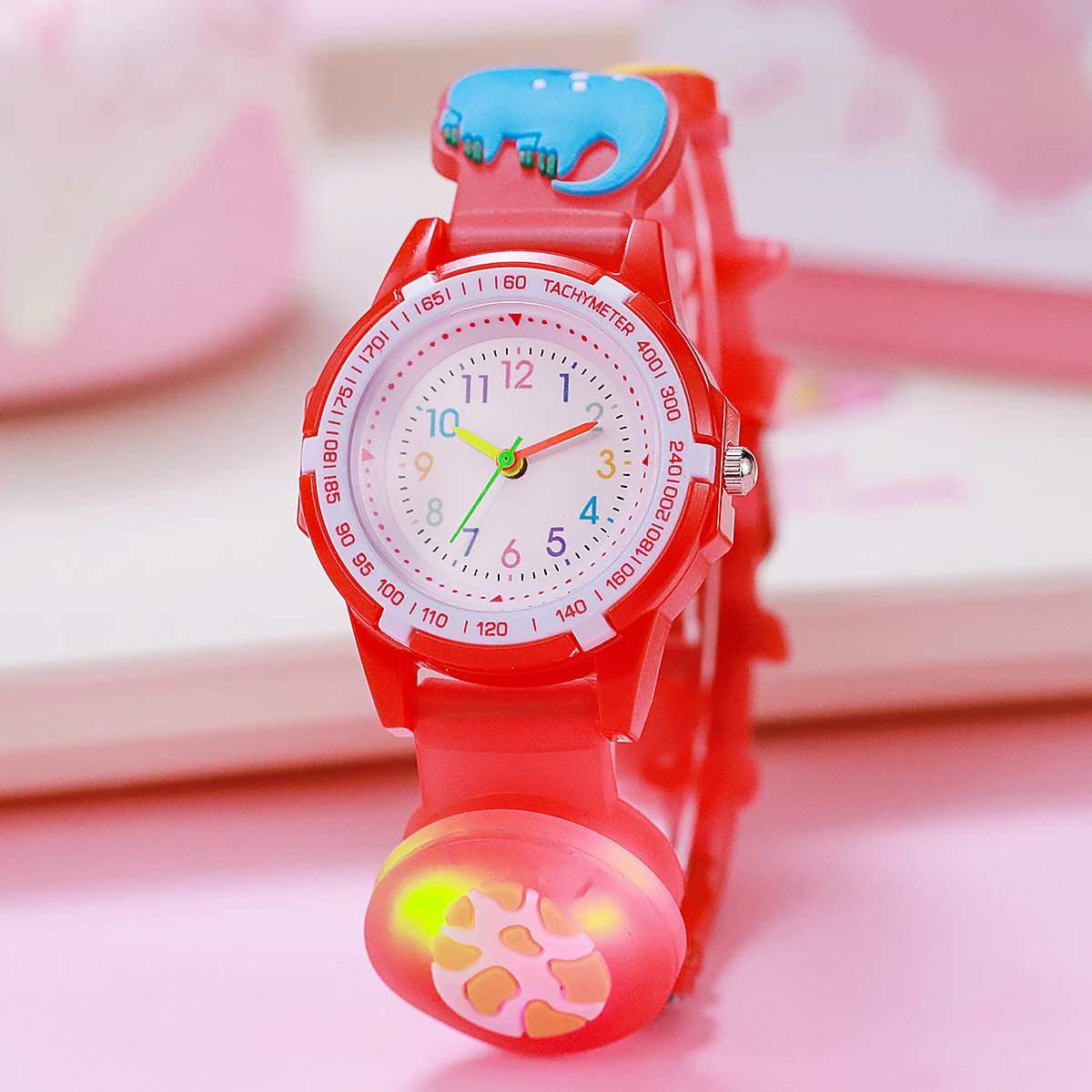 Creative cartoon dinosaur egg luminous watch color pointer scale quartz watch, suitable for Christmas Halloween gifts