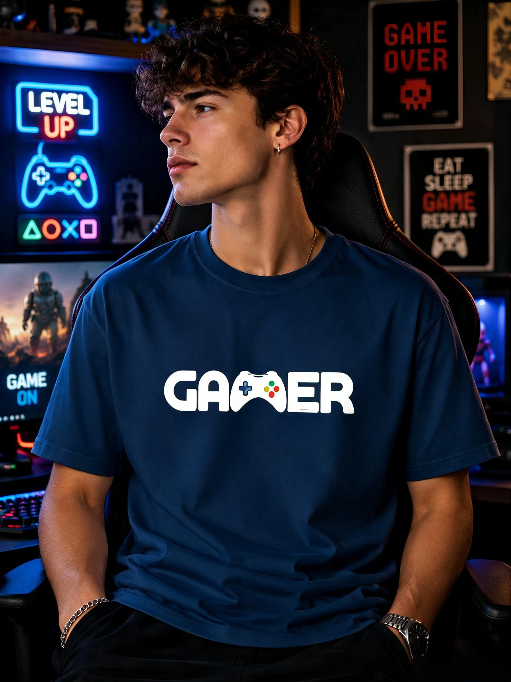 Gamer T-Shirt for Men | Video Game Shirt | Gaming Gift for Him | Controller Graphic Cotton Tee High-quality Fashionable Trendy