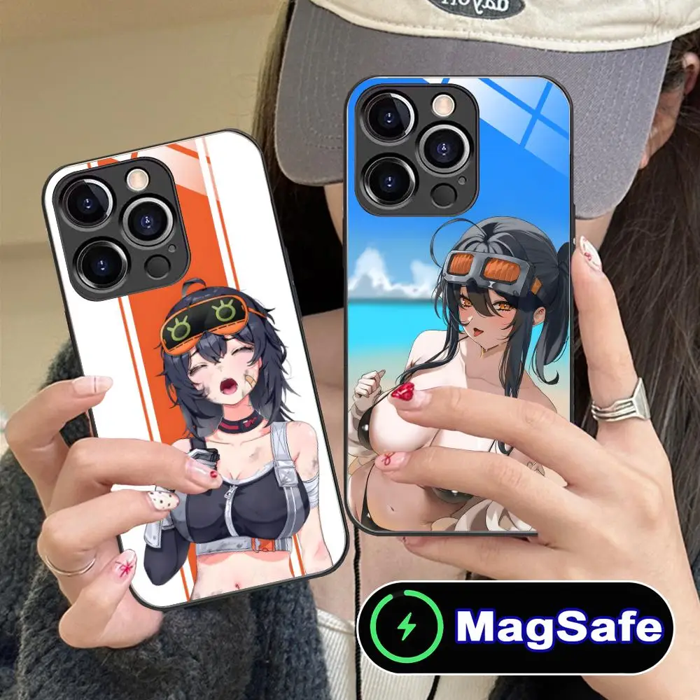 

Чехол для телефона ZZZ Grace Howard для iPhone 16, 15, 14, 13, 12, 11 Pro Max Plus Mini MagSafe, защитный чехол из стекла, красивый