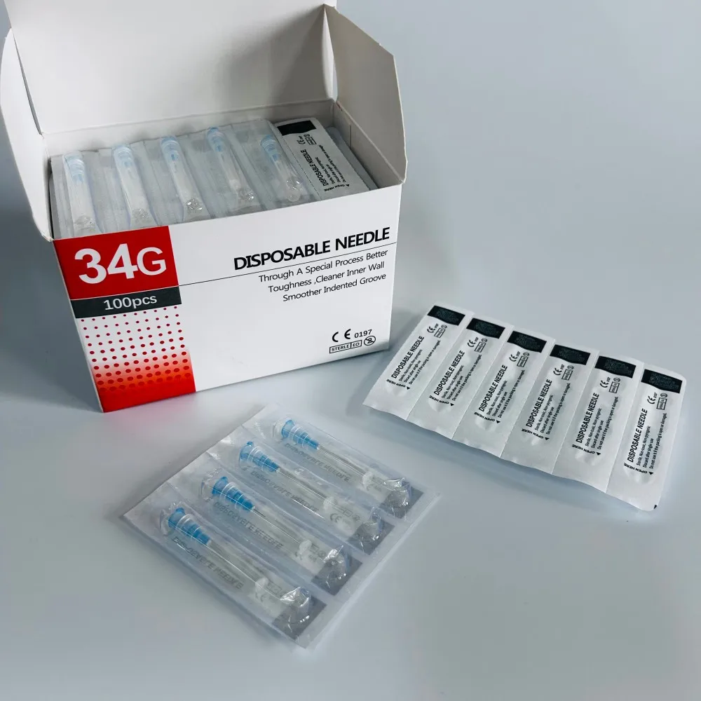 100pcs/box Disposable Needle 34G 2.5mm 4mm 6mm 8mm Individually Packaged Sterile Painless Needle