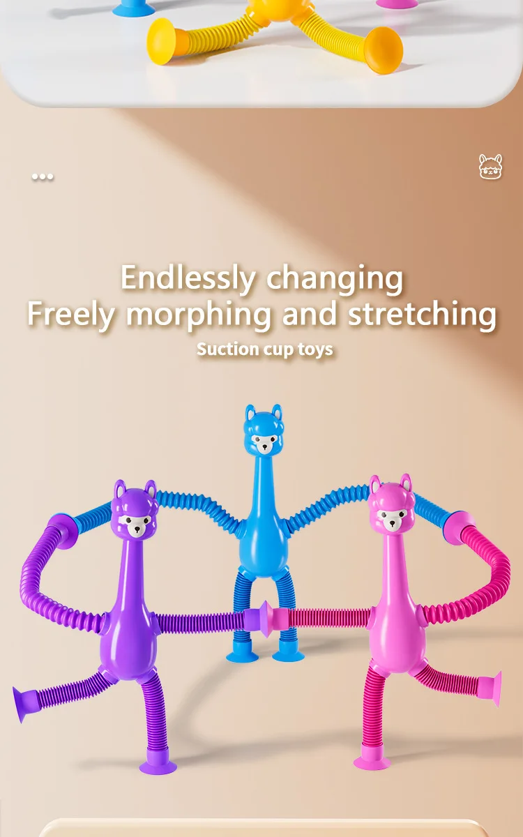 Teleskopischer Saugnapf-Alpaka-Stresskiller für Kinder, kleines Geschenk, Angstlinderungsspielzeug, Neuheitenspielzeug, Stressabbau-Spielzeug, Fidget-Spielzeug – Detail 2