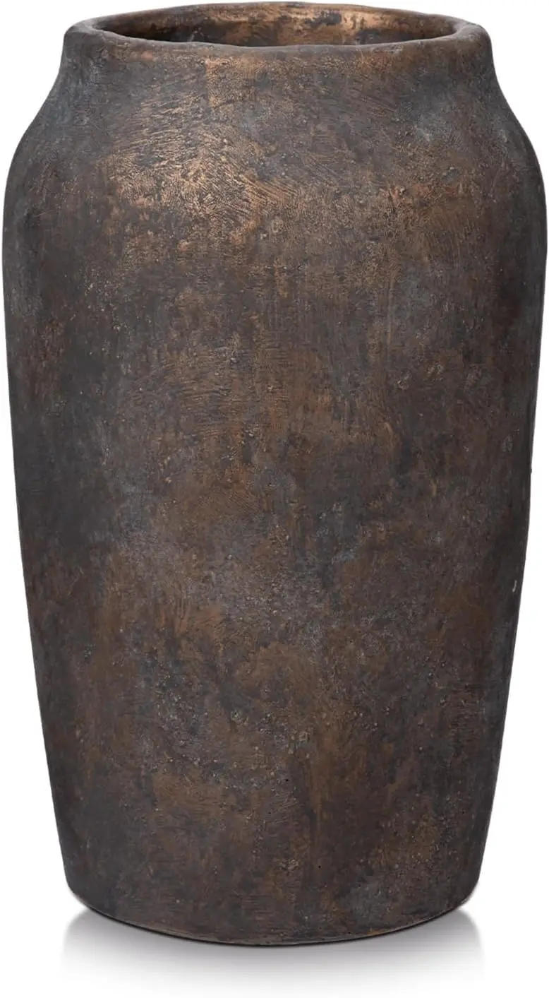 

Rustic Vintage Ceramic Vase, 9.06'' Farmhouse Table Decor with Wide Mouth, Large Decorative Vase for Home Decor, Living