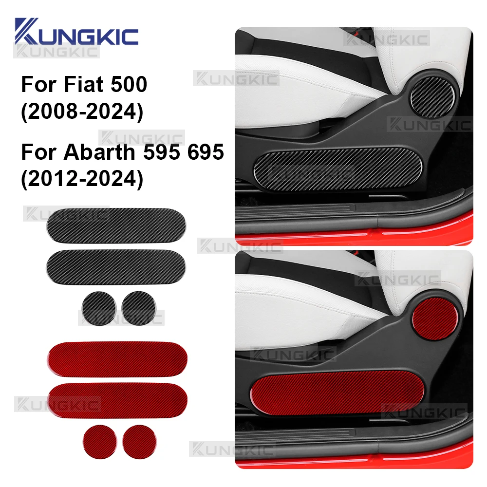 

Real Soft Carbon Fiber Sticker For Fiat 500 2008-2024 For Abarth 595/695 2012-2024 LHD RHD Car Seat Adjust Knob Decor Panel Trim
