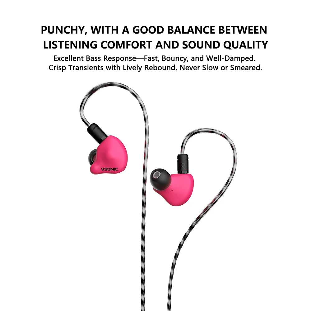 Наушники-вкладыши VSONIC Iceberg Color 80Ω IEMs, проводные, с 11-мм динамическим драйвером CCAW и кристаллоподобной амортизирующей мембраной, мониторные наушники