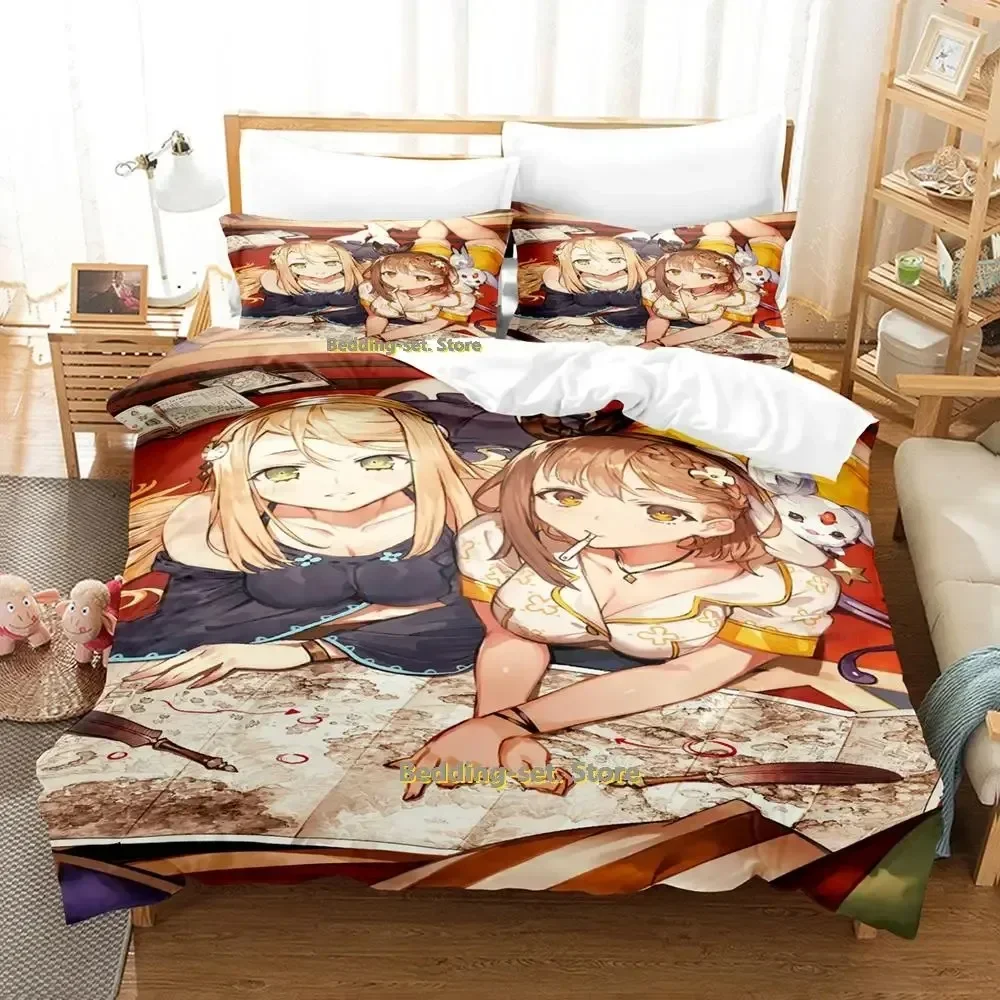 

2023 Kawaii Atelier Ryza Bedding Set Single Twin Full Queen King Size Bed Set Adult Kid Bedroom Duvetcover Sets Girls Anime Bed