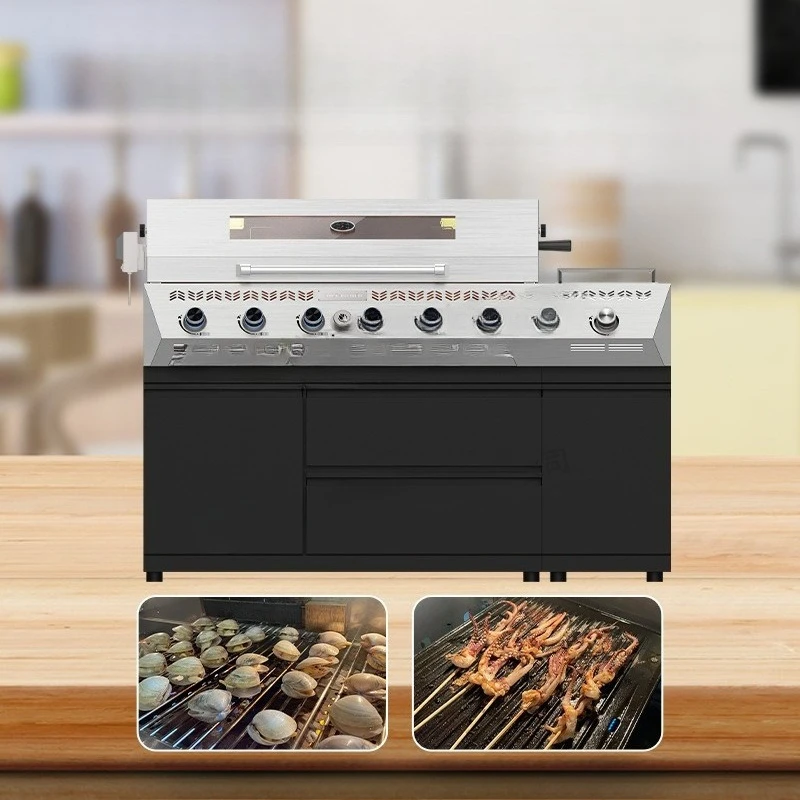 304 stainless steel recessed grill Garden gas grill Outdoor inlaid grill Outdoor kitchen