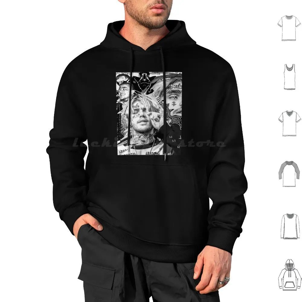 Dark Liill Peep Black And White Wall Hoodie cotton Long Sleeve Graphicdesign Black And White Birthday First Named Music