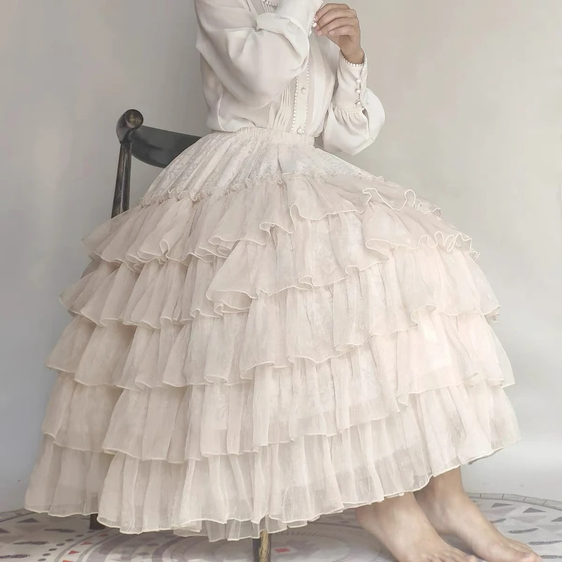 Süße Lolita Mesh Rüschen Tutu Röcke Frauen Ballkleid Kawaii niedlichen Harajuku Stil Lolita Party Prinzessin Röcke