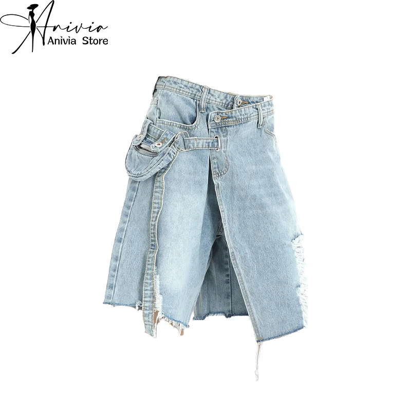 

Y2k Denim Shorts Women's Summer Thin Section Sweet High Waist Slim Loose Casual Hole Blue Jeans Fashion Trends Students Wear