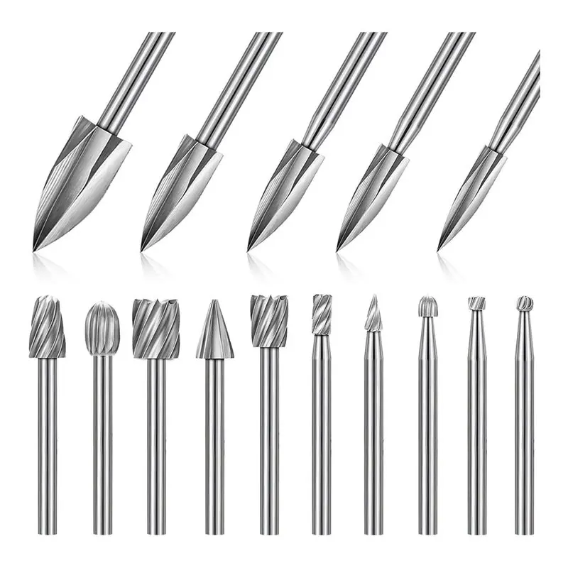 

AUAU-15 Pieces Wood Carving And Engraving Drill Bit Set, Including Engraving Drill Accessories Bit And Wood Milling Burrs
