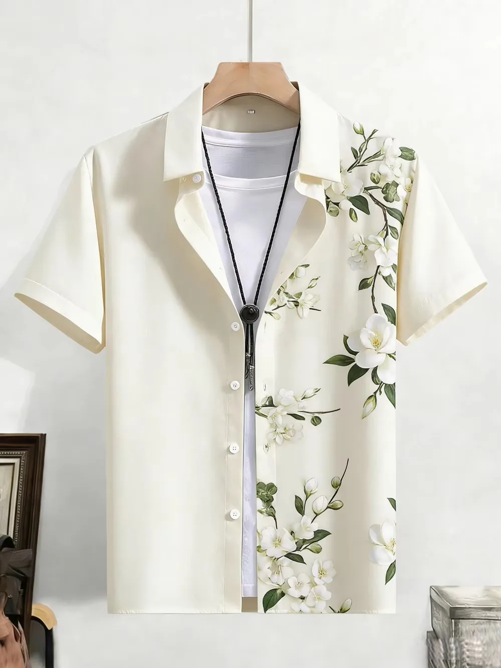 2026 Men's Spring New Short-Sleeved Shirt Plant Flowers HD 3D Printed Shirt Hawaiian Beach Party Clothes Men's Quick Drying 5XL