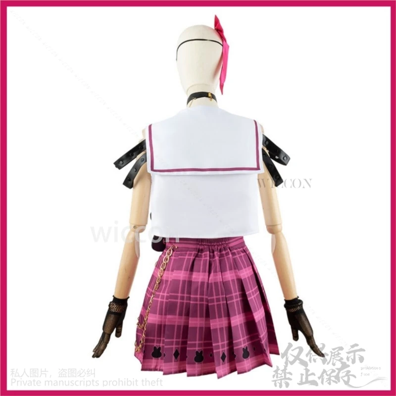 Anime virtuelle youtuber maria marionette cosplay kostüm nijisanji en marimari perücke jk uniform rock frau sexy party lolita anzug