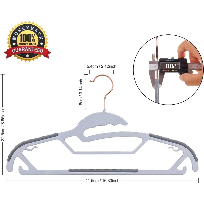 

Slim Plastic Hangers Non-Slip, 0.2in Ultra Thin Space Saving Closet Organizers, S-Shaped Design for Round Neck Shirts/Sweaters