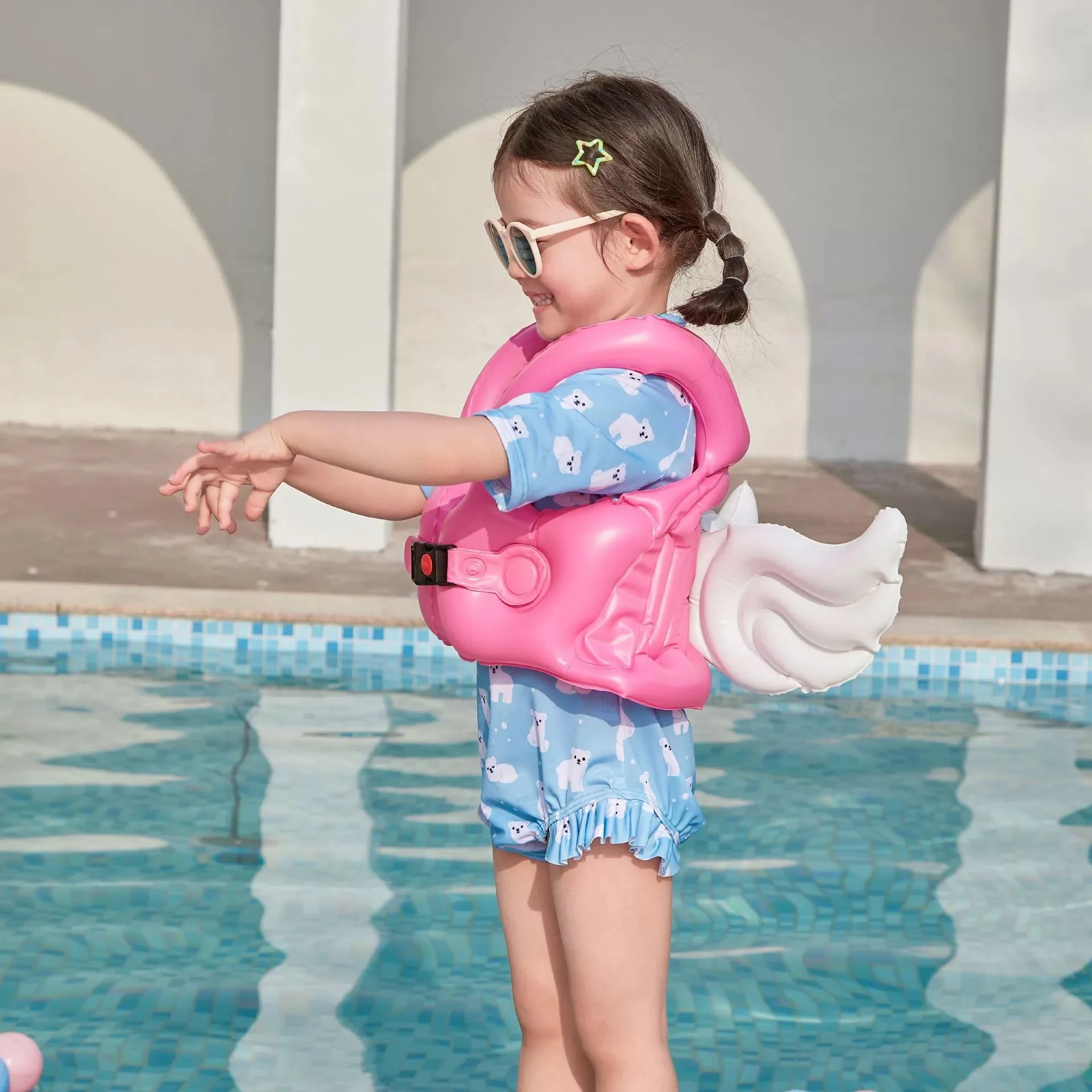 Pool Foats Swimming Ring angel wings inflatable toy children's swimsuit thickened life jacket children vest buoyancy water toys