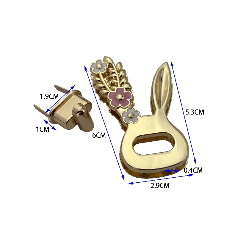 Cute Rabbit Shaped Turn Lock for Lady\'s Handbag Closure Twist Locks for DIY Bags Parts Hardware Accessories Zinc Alloy