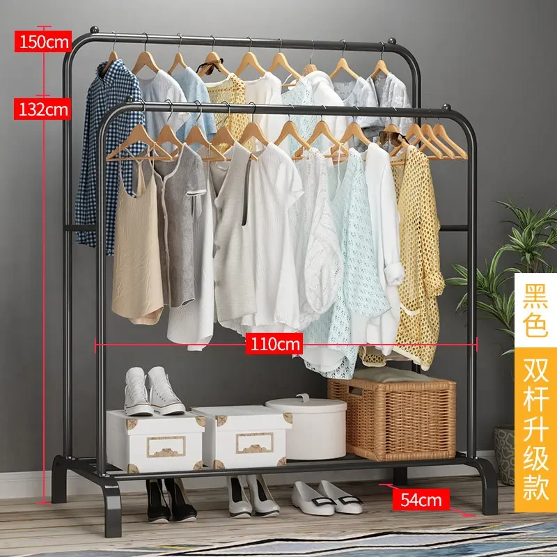 Steel Cloth Rack Bedroom clothes handger Double Rack Hanger floor cloth hook