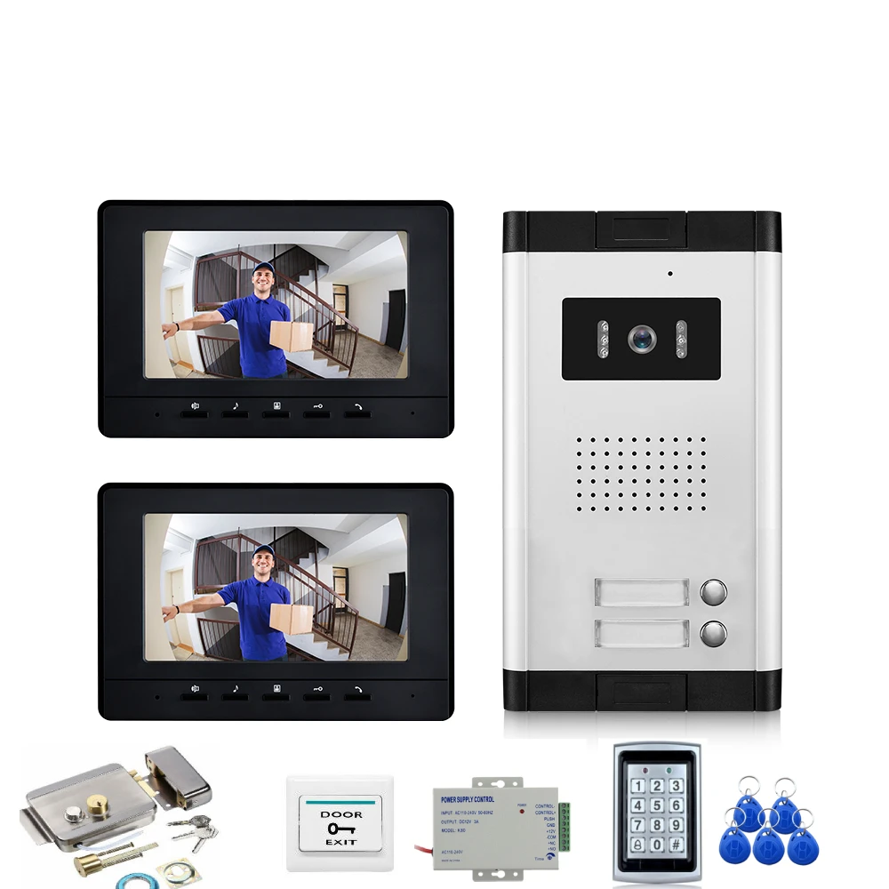 Sonnette vidéo domestique filaire, interphone de sécurité, système d'interphone audio-visuel bidirec
