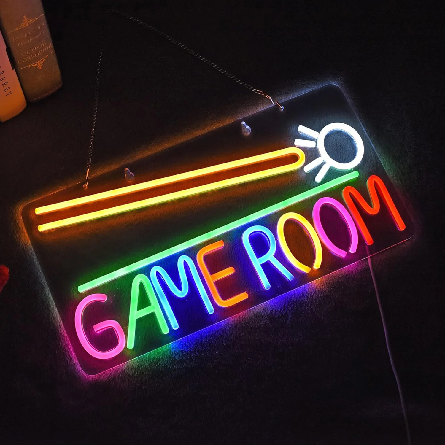 ゲームルームのネオンライトは鮮やかでダイナミックな色で、ゲームコーナーやホームシアターの装飾に最適です。