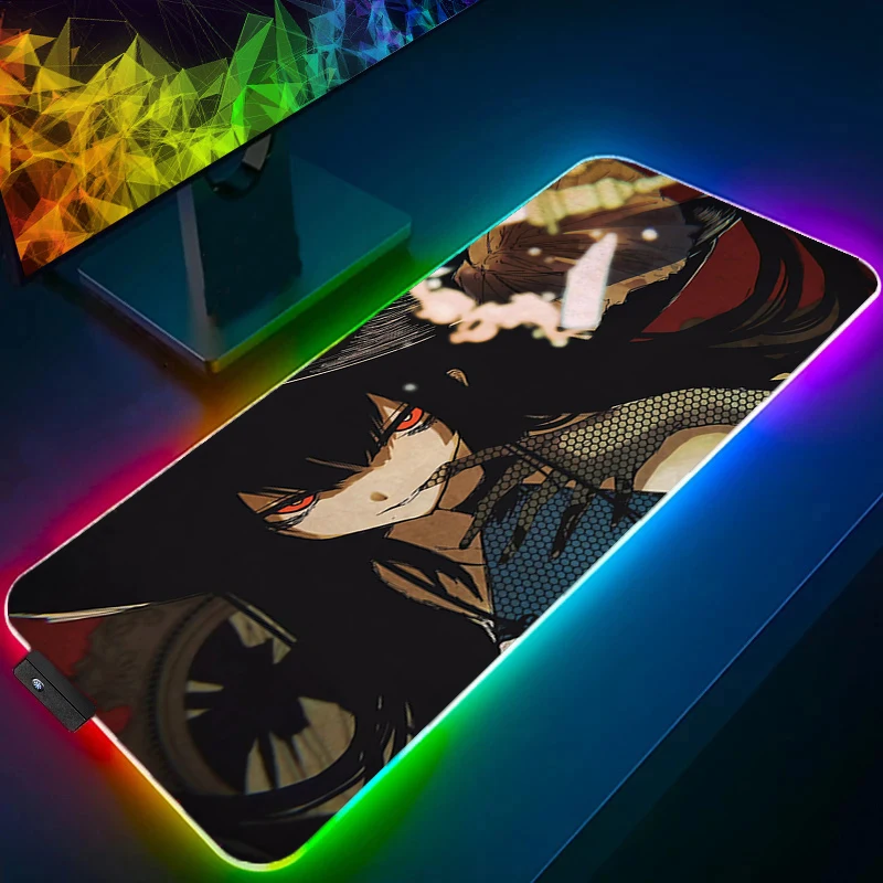 RGB Mouse Pad Anime Girls illustration Anime Gaming Accessories Mouse pad LED Completo Computer Keyboard Desk Mat Varmilo Table