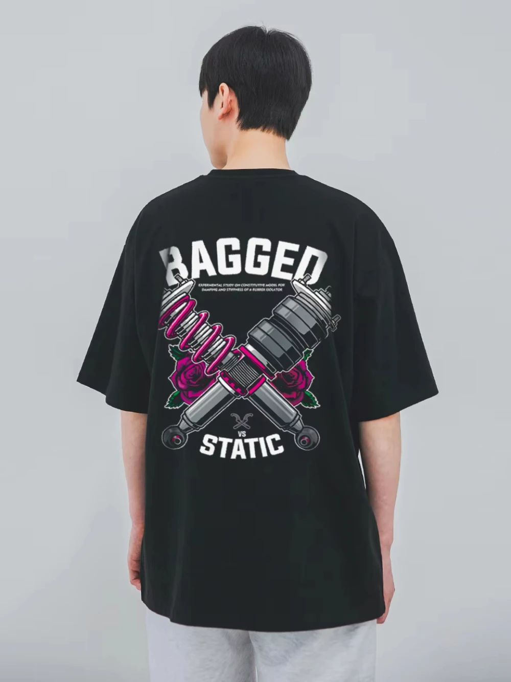 

2025 Summer New Wringing Teeth Shock Absorb JDM Modified Car Print Fashion Casual High Quality Breathable Men's T-shirt