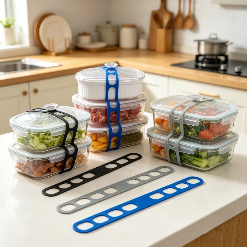 

54cm Reusable Lid Strap Silicone Elastic Band Universal Pot Lid Holder for Lunch Box Strap Elastic Band Outdoor Tableware Tool
