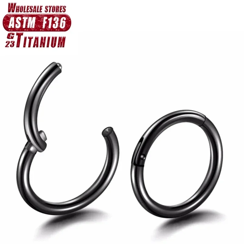 F136 Titanium Nose Rings Mixed Color Body Clips Hoop For Women Men Cartilage Piercing Jewelry Segment Lip Ear L Ring Hoop