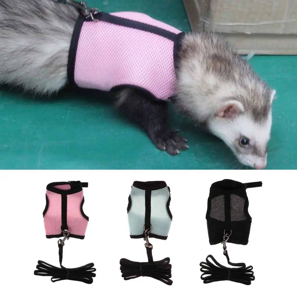 Adjustable Ferret Harness/Baby Rabbit/Squirrel/Hamster Rat Mouse Leash Lead Rope