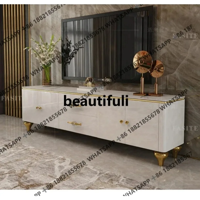 

RR Coffee table, TV cabinet, combination set, small apartment, stainless steel living room, tea table, square creative